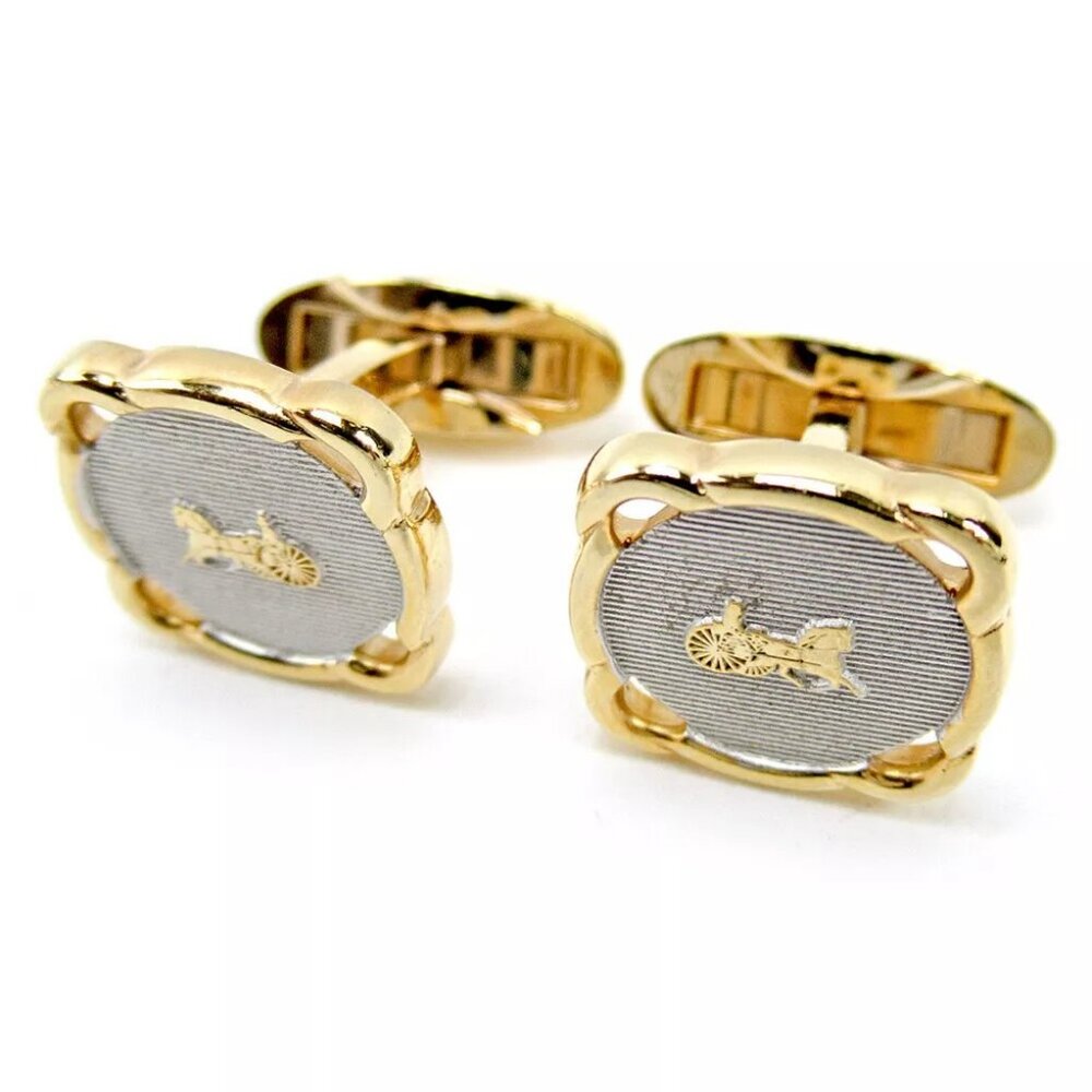 CELINE Calfskin Cufflinks Men''s Swivel Gold Gold Plated Sale used